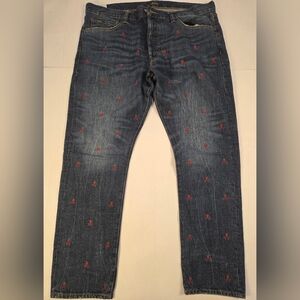 Polo by Ralph Lauren Dark Blue Jeans with Red Embroidered Motifs